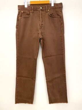 Gap Cheeky Straight High Rise Jeans Brown Raw Hem Ankle Women’s 31